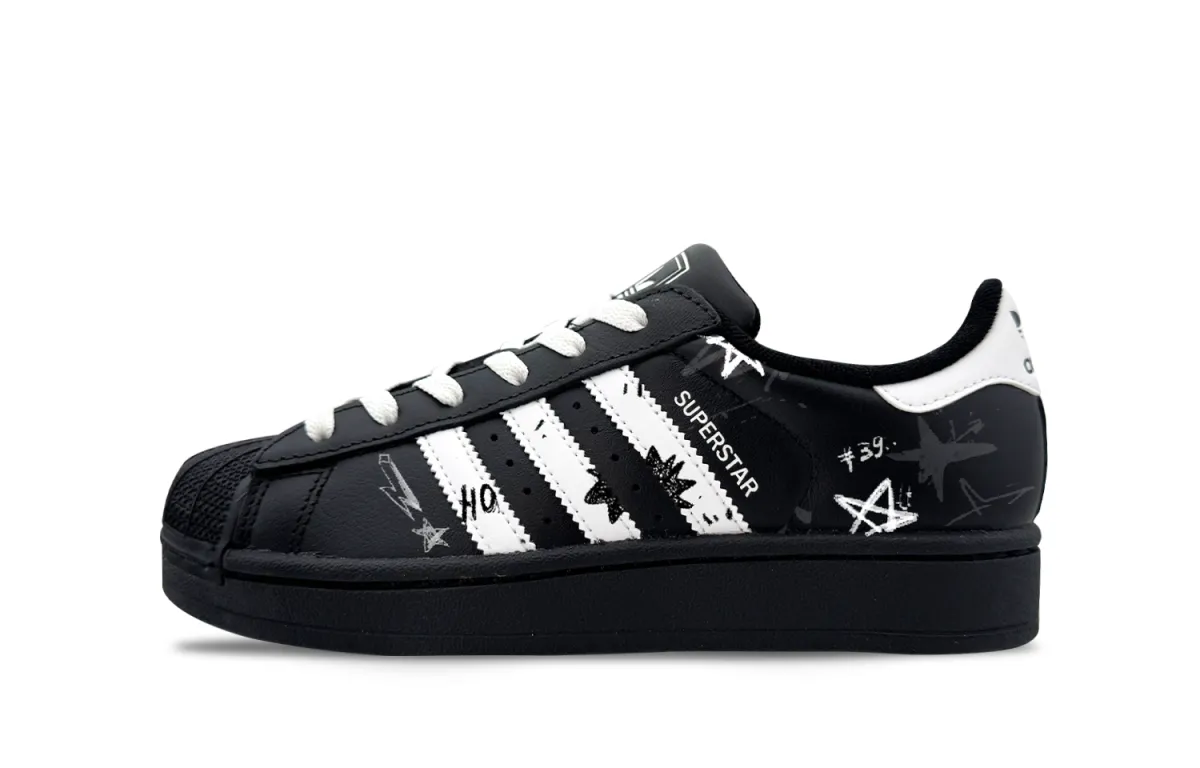 Adidas Originals Superstar 2 Abrasion Resistant Low top Skateboard Shoes Unisex Black White