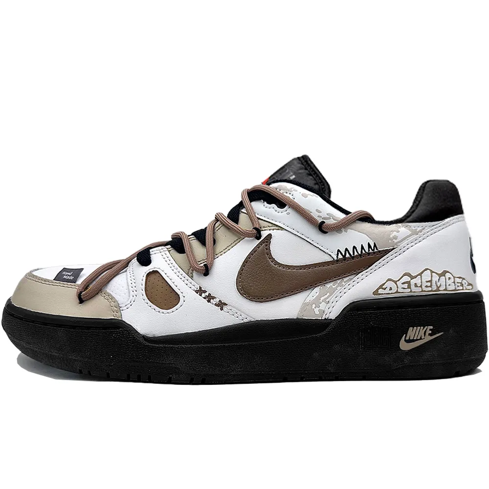 Nike Full Force Wild, Boyfriend Abrasion Resistant Low top Skateboard Shoes Men's White Coffee