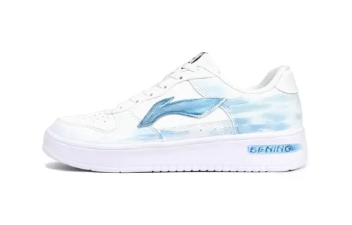 Li Ning Floating Boat Slip Resistant Abrasion Resistant Low top Skateboard Shoes Men's White Blue