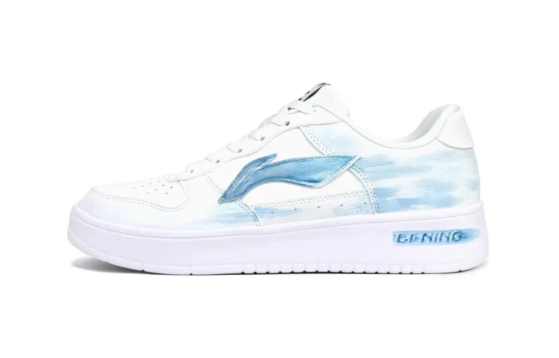 Li Ning Floating Boat Slip Resistant Abrasion Resistant Low top Skateboard Shoes Men's White Blue