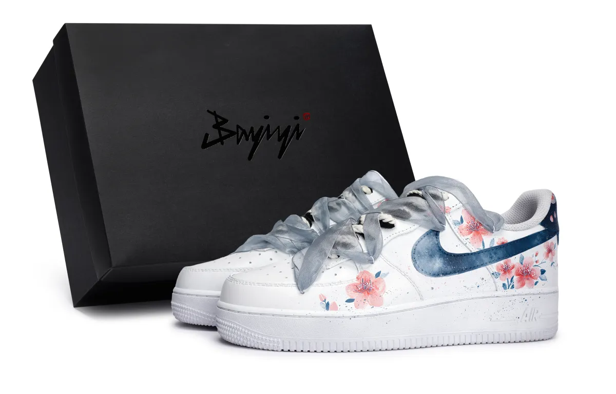 Nike Air Force 1 Coverage Slip Resistant Abrasion Resistant Low top Skateboard Shoes Unisex White Blue Pink