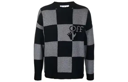OFF-WHITE Checkerboard Logo Intarsia-knit Jumper