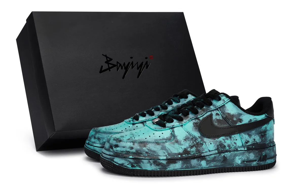Nike Air Force 1 Slip Resistant Slip Resistant Low top Skateboard Shoes Unisex Black Tiffany