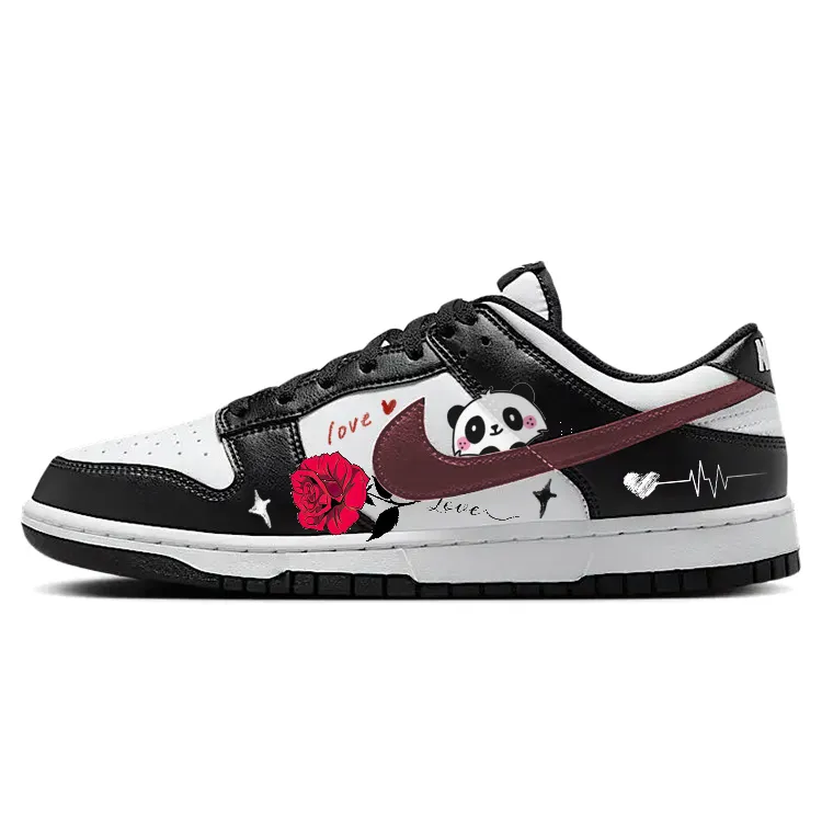 Nike Dunk Cushioning, Wear Resistant Low top Skateboard Shoes Unisex Black White