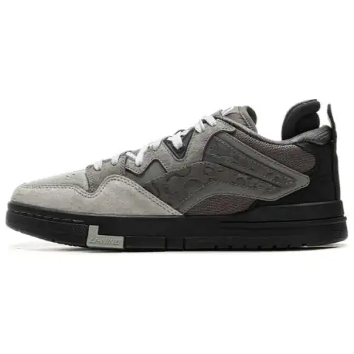 Li Ning Wave Pro Slip Resistant Abrasion Resistant Low top Skateboard Shoes Men's Gray Black