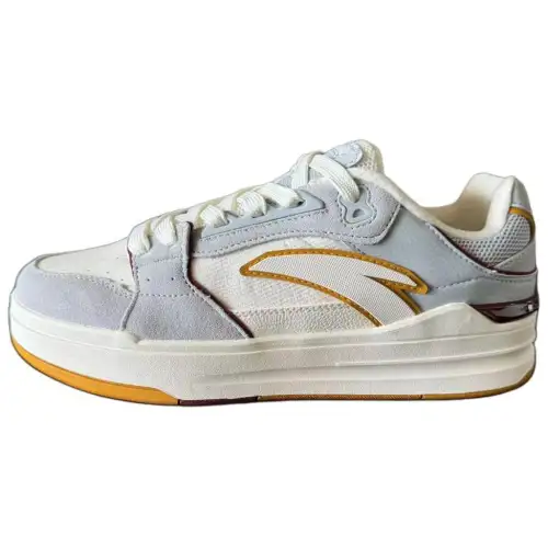 Anta Streetwear Collection Slip Resistant And Breathable Low top Skateboard Shoes Men's White Gray Yellow