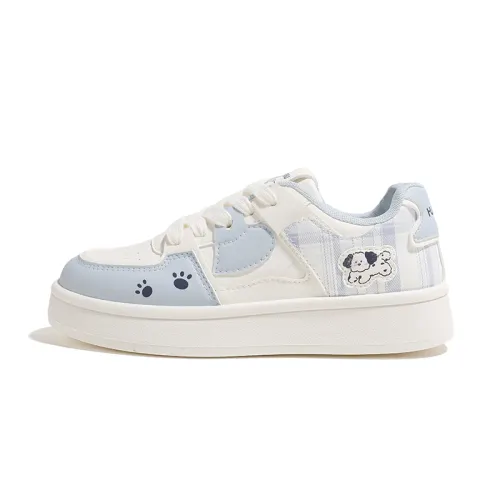 Global HUANQIU Fresh and Versatile Plaid Puppy Pattern Lightweight and Breathable Low-top Sneakers Women's Style