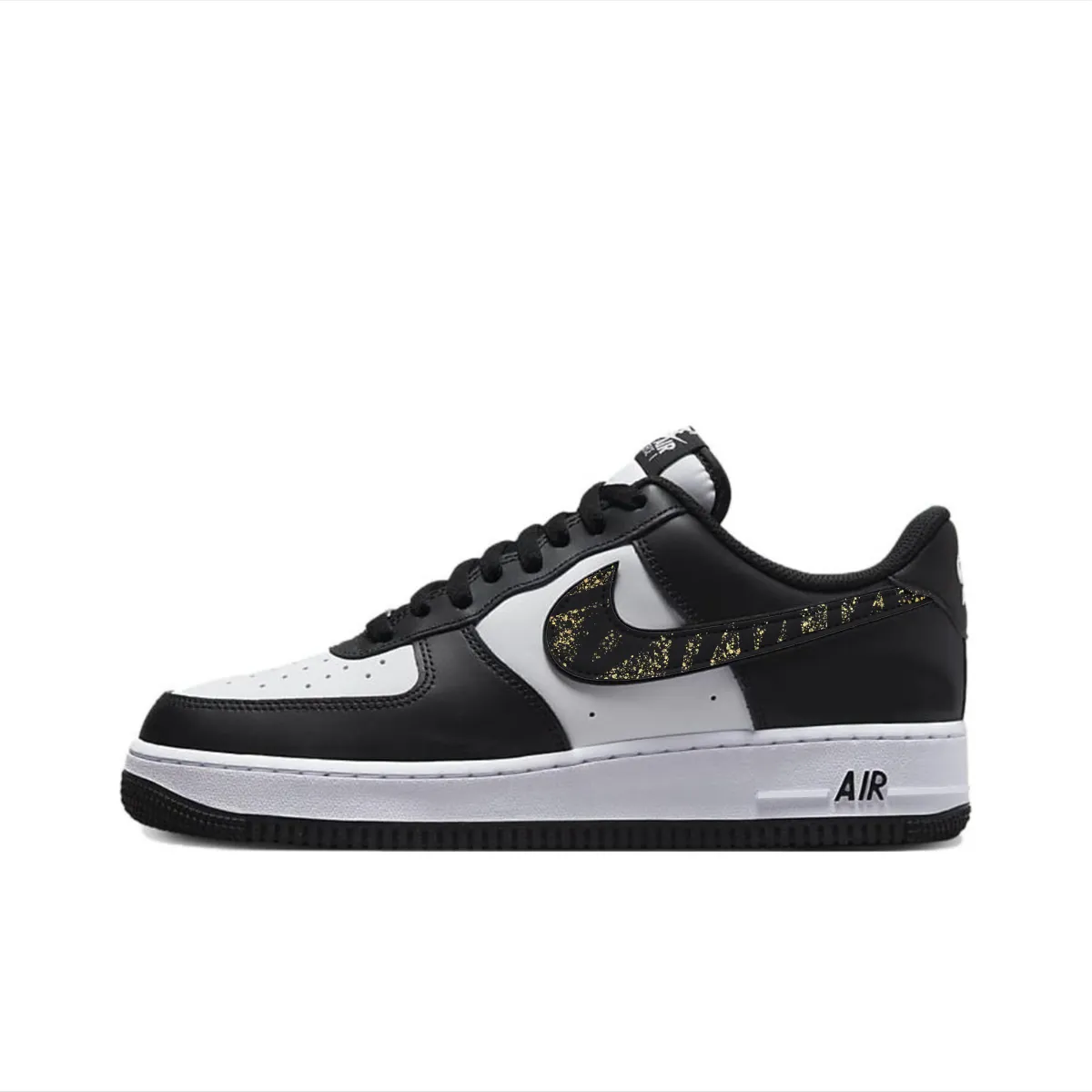 Nike Air Force 1 Slip Resistant Abrasion Resistant Balance Low top Skateboard Shoes Unisex Black Gold