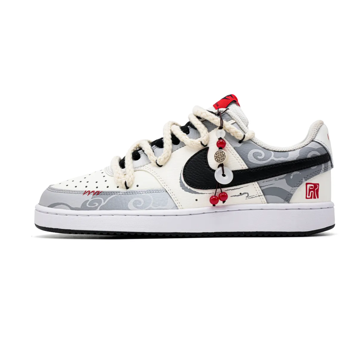 Nike Court Vision 1 Cool Play Koala, Cloud Wish Abrasion Resistant Low top Skateboard Shoes Men's Black Gray