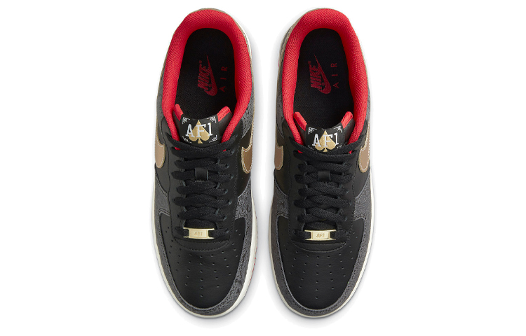 Мужские кроссовки Nike Air Force 1 (черно-красно-золотые) — Чёрный / красный / золотой — фото 4