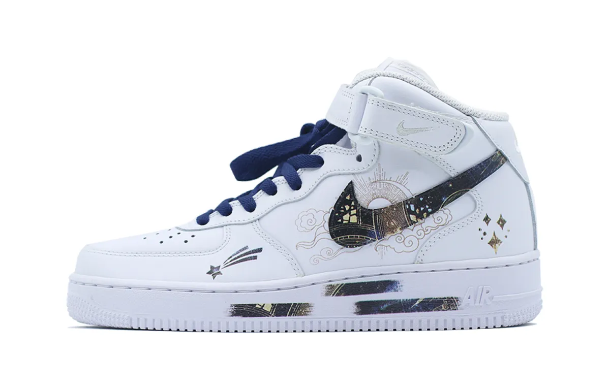 Nike Air Force 1 Skate Shoes Women's Mid-top White/Blue