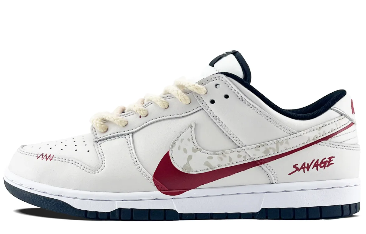Nike Dunk Abrasion Resistant Abrasion Resistant Low top Skateboard Shoes Unisex Gray White Red