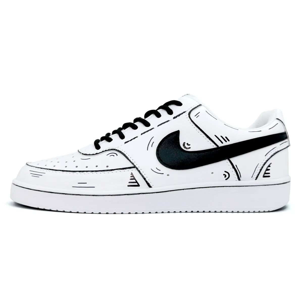Nike Court Vision 1 Battle Anime Low top Skateboard Shoes Unisex Black White