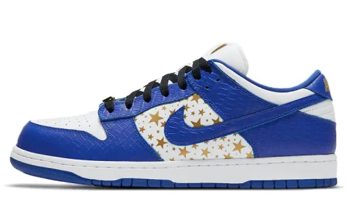 Nike X Supreme Dunk SB Hyper Royal, versatile, non-slip, wear-resistant, lightweight, low-top sneakers, same style for men and women, platinum blue