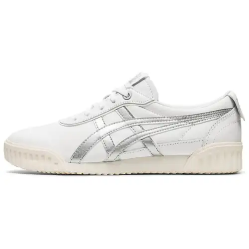 Onitsuka Tiger Delegation Round Tip Slip Resistant Abrasion Resistant Low top Skateboard Shoes Women's White Silver