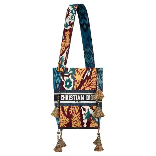 DIOR Canvas Shoulder Bag Women's Orange & Blue