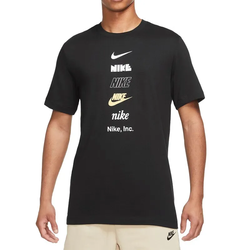 Nike T-Shirts Men's Black Crew Neck Moderate Straight Fit