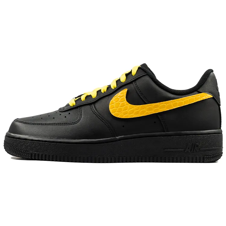 Nike Air Force 1 Gold Coast Slip Resistant Abrasion Resistant Low top Skateboard Shoes Women's Black Yellow