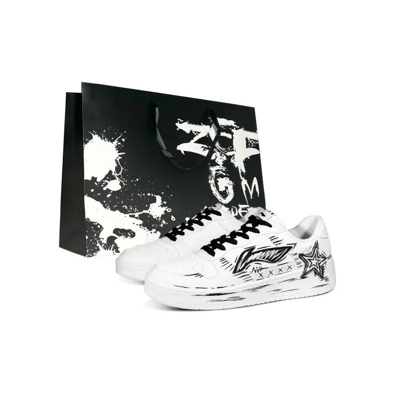 Li Ning Floating Boat Crazy Star Low top Skateboard Shoes Men's Black White