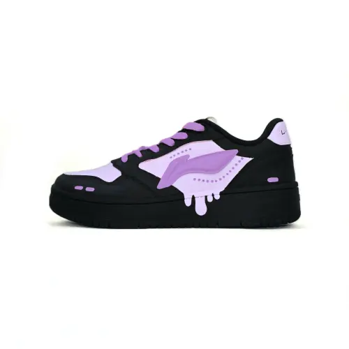 Li Ning Tianji Soft Slip Resistant Abrasion Resistant Low top Skateboard Shoes Women's Black Purple