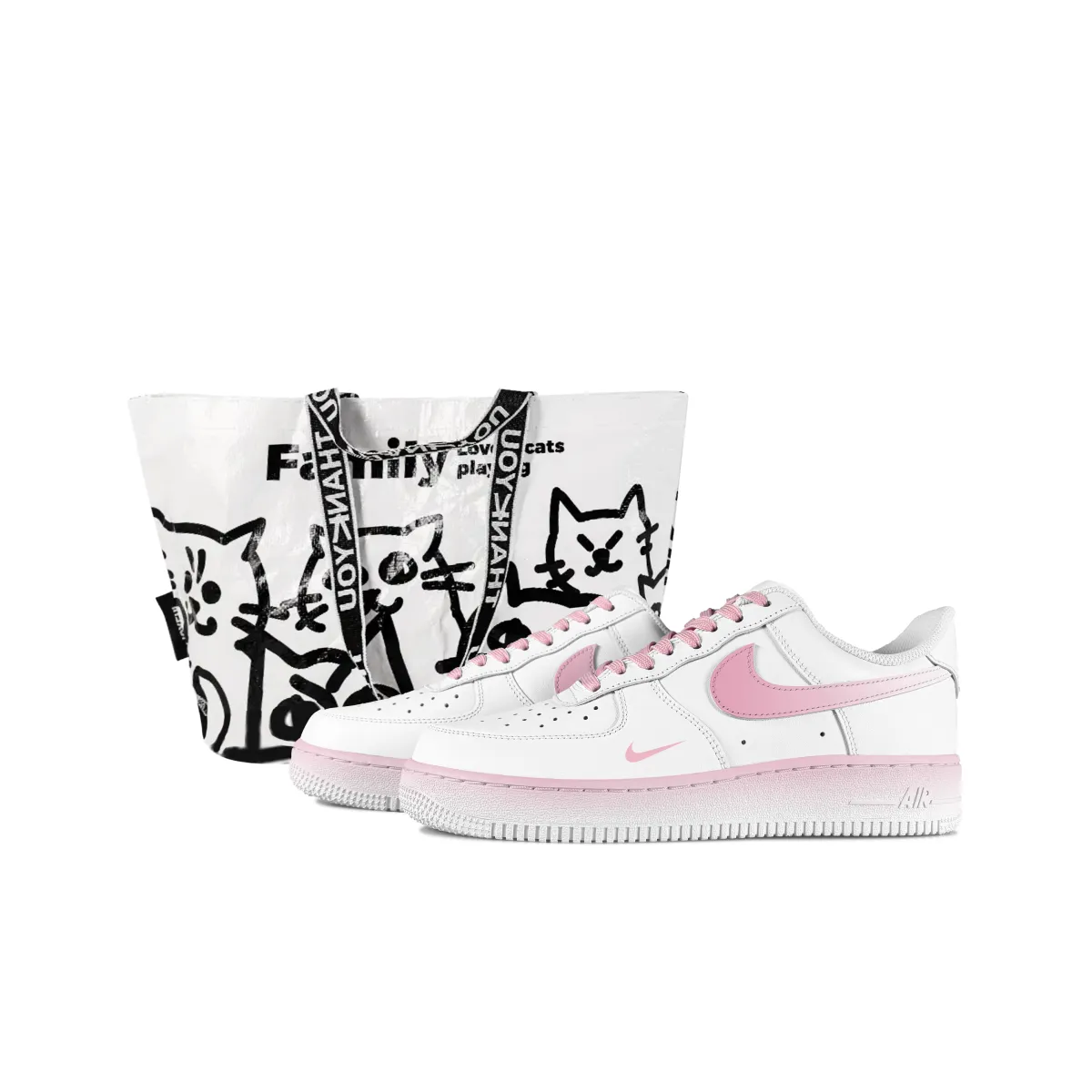 Nike Air Force 1 Cloud Slip Resistant Abrasion Resistant Low top Skateboard Shoes Unisex White Pink