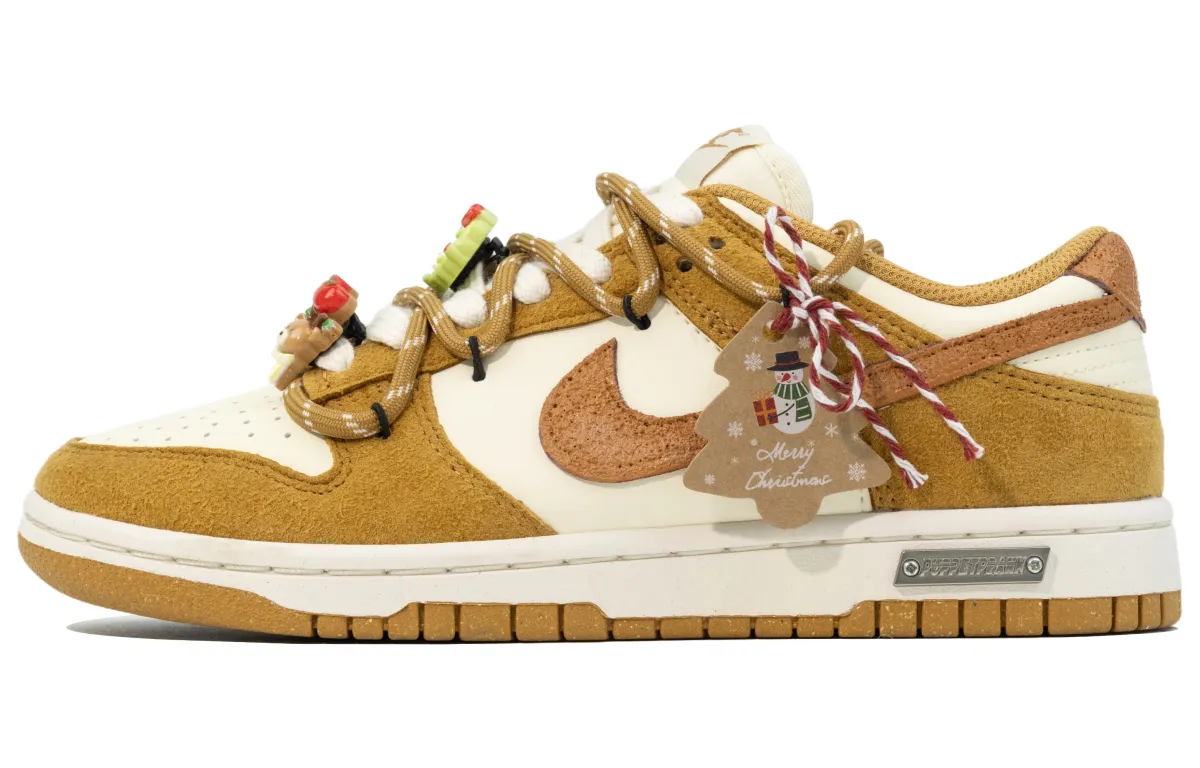 Nike Dunk Slip Resistant Abrasion Resistant Low top Skateboard Shoes Unisex White Brown