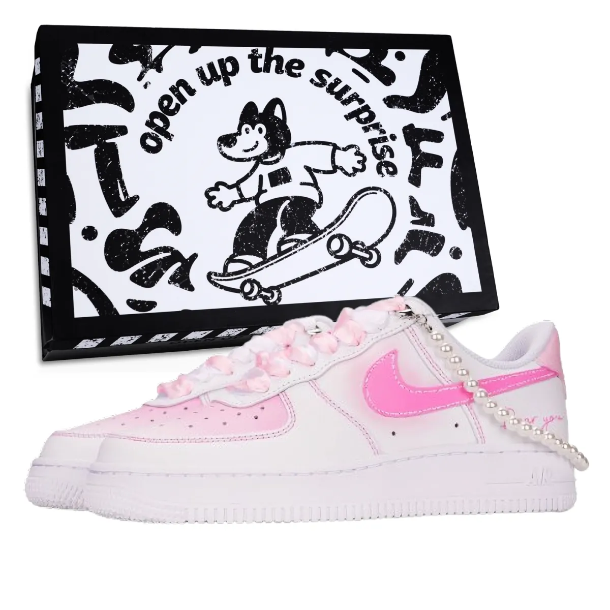 Nike Air Force 1 Slip Resistant Abrasion Resistant Low top Skateboard Shoes Unisex Pink