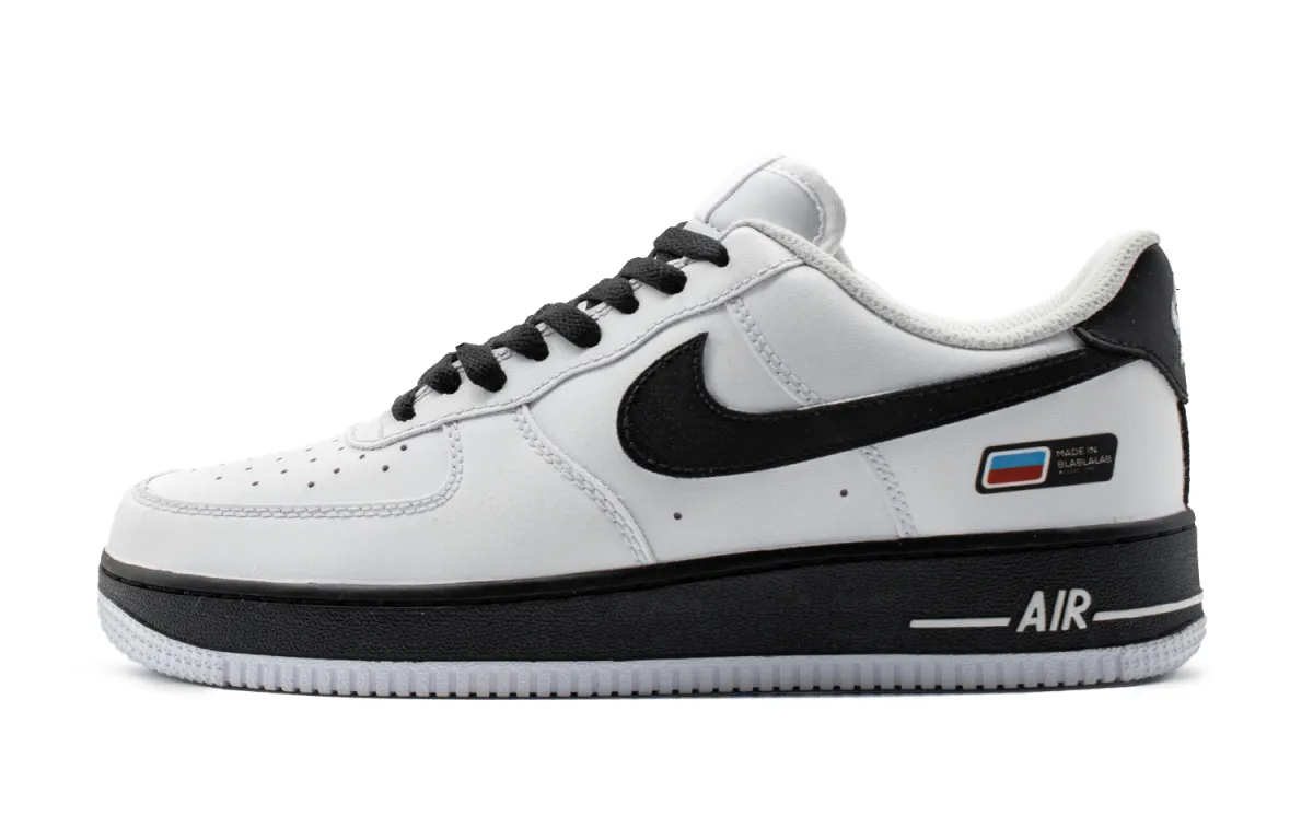 Nike Air Force 1 Leather Abrasion Resistant Low top Skateboard Shoes Unisex Black White
