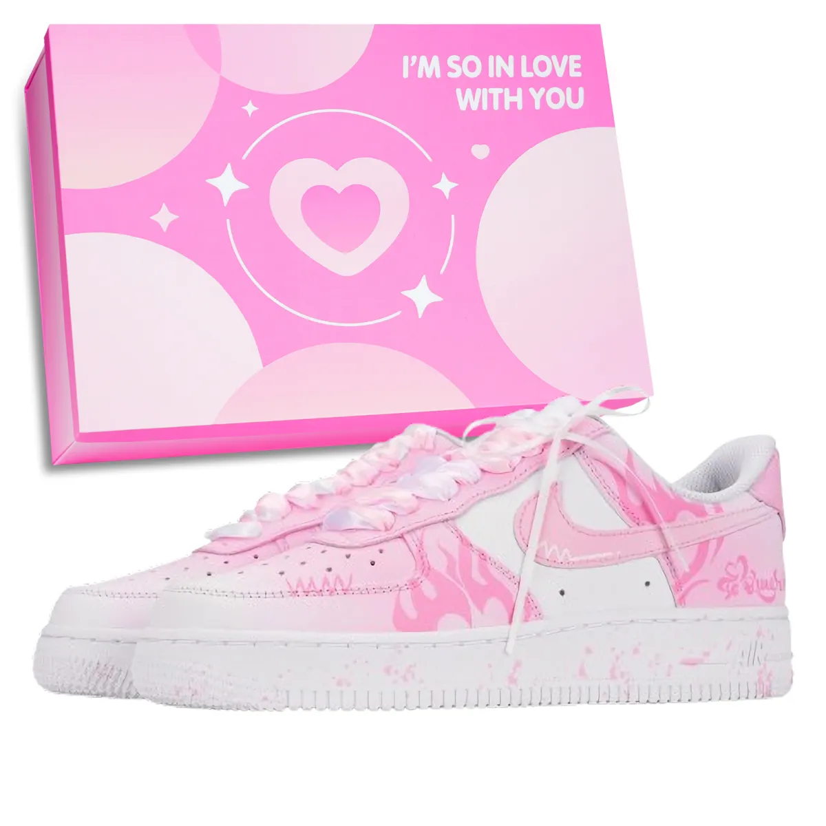Nike Air Force 1 Pink Flame Dance Abrasion Resistant Low top Skateboard Shoes Unisex Pink
