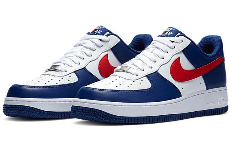 Мужские кеды Nike Air Force 1 (бело-сине-красный) — Белый / синий / красный — фото 3