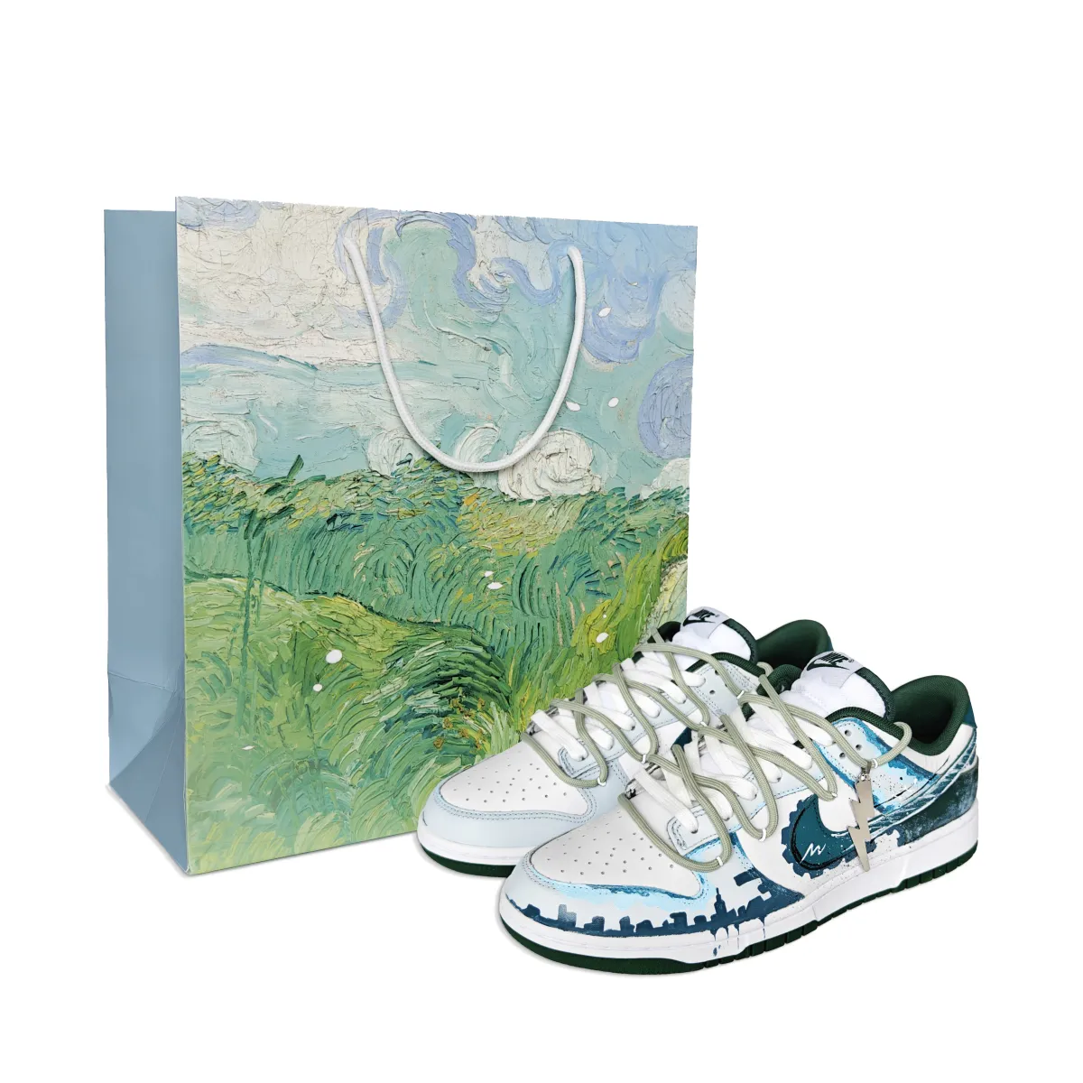 Nike Dunk Abrasion Resistant Low top Skateboard Shoes Unisex White Green