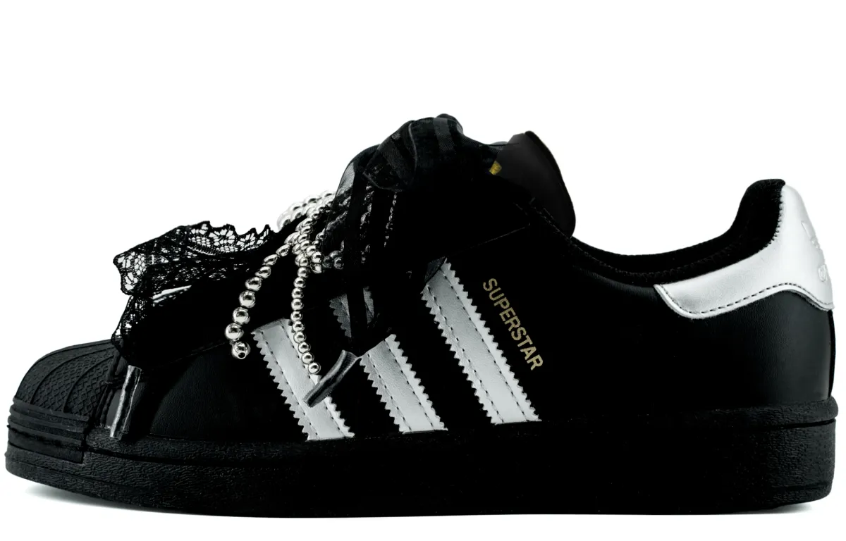 Adidas Originals SUPERSTAR Lightweight Breathable Low top Skateboard Shoes Women's Black Silver