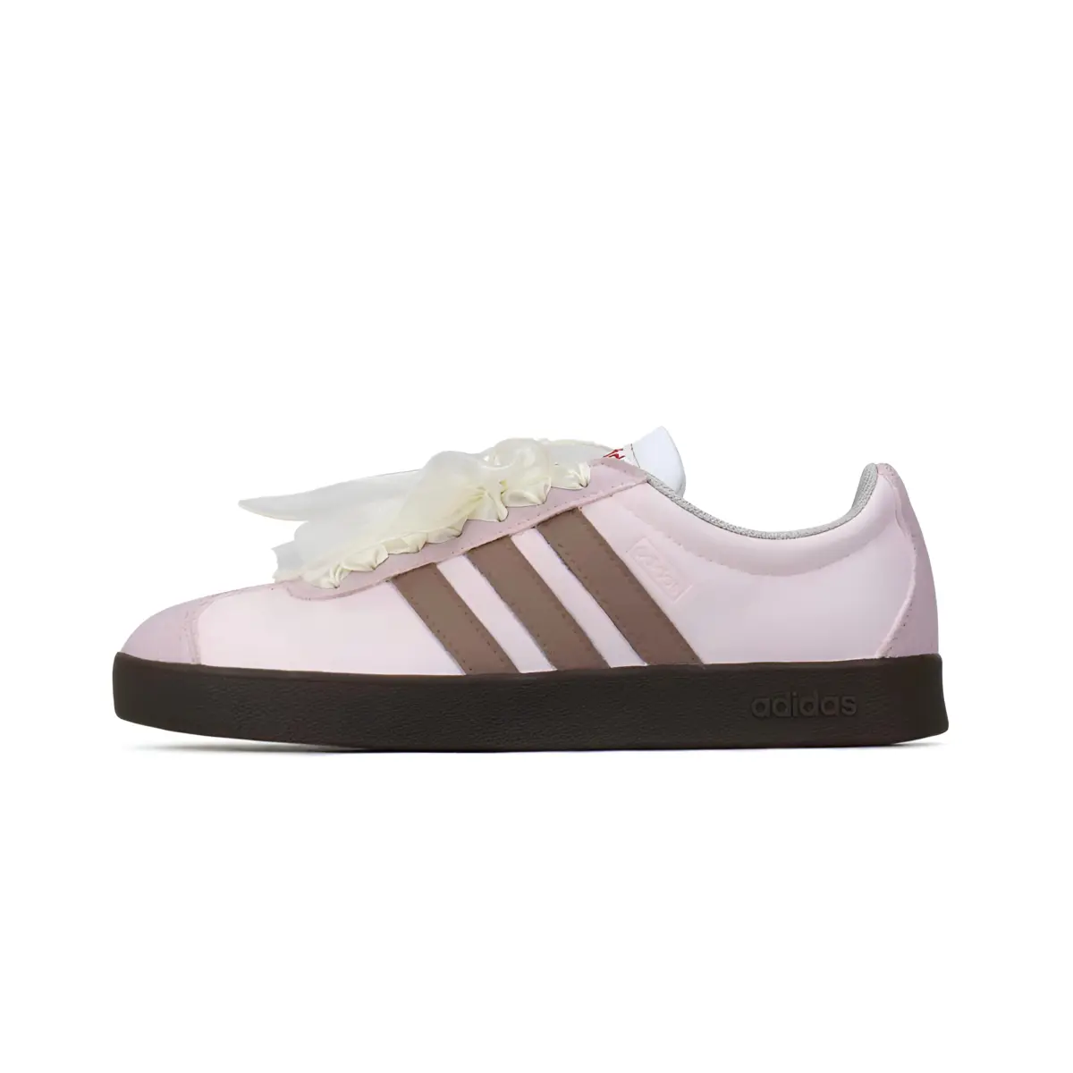 Adidas VL COURT 2.0 Leather Abrasion Resistant Low top Skateboard Shoes Unisex Pink Brown