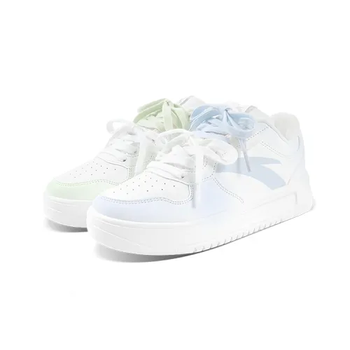 Anta Coverage Slip Resistant And Abrasion Resistant Low top Skateboard Shoes Unisex Blue Green Mismatched