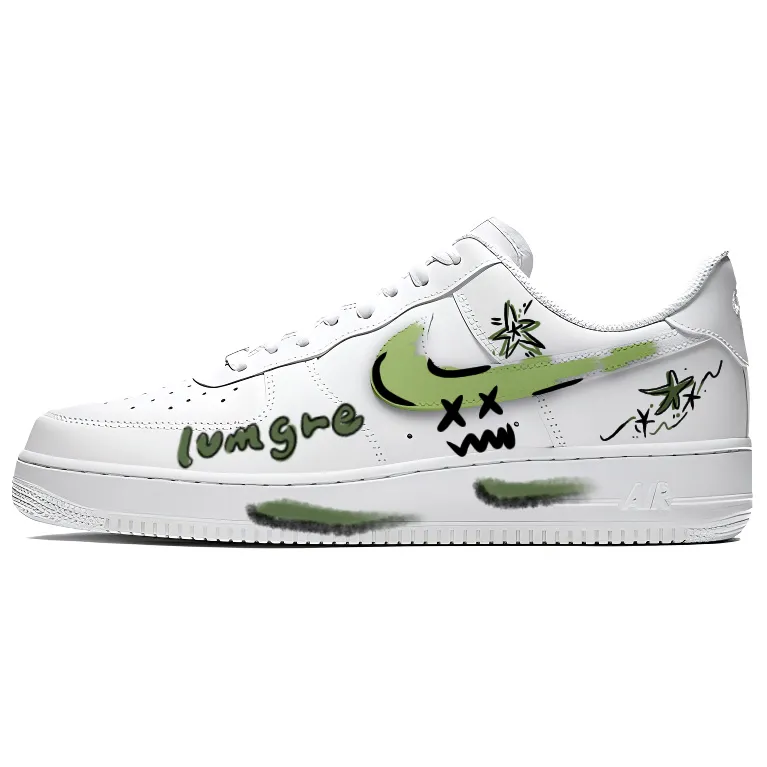 Nike Air Force 1 Green Star Planet Coverage Cushioning Abrasion Resistant Low top Skateboard Shoes Unisex Green