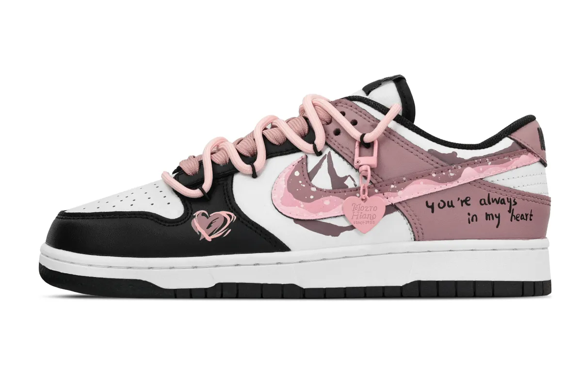 Nike Dunk Rose Fluctuation Abrasion Resistant Low top Skateboard Shoes Unisex Black Pink