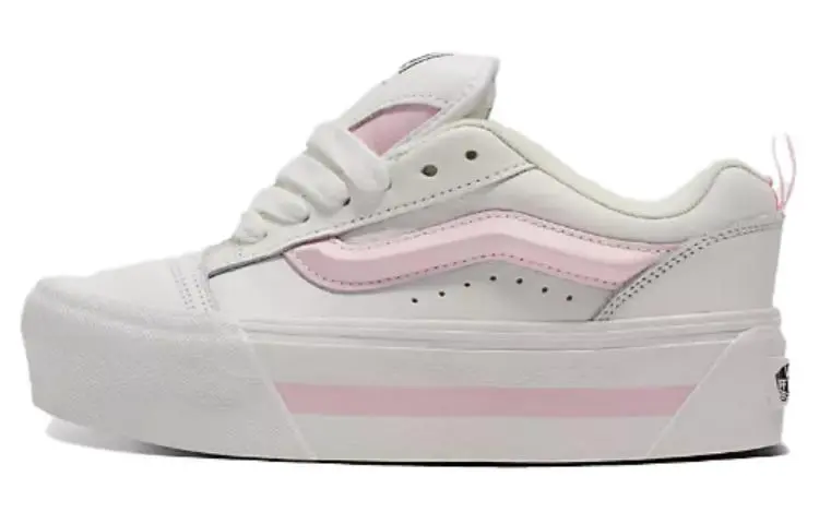Vans Knu Stack Abrasion Resistant Low top Skateboard Shoes Unisex White Pink