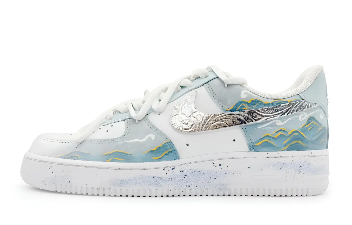 Nike Air Force 1 REGO Hot Dog, Misty Golden Thread Abrasion Resistant Low top Skateboard Shoes Unisex White