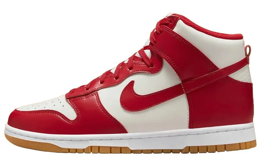 Nike Dunk High 'Gym Red' Slip Resistant Abrasion Resistant Balance High top Skateboard Shoes Women's Red White Brown