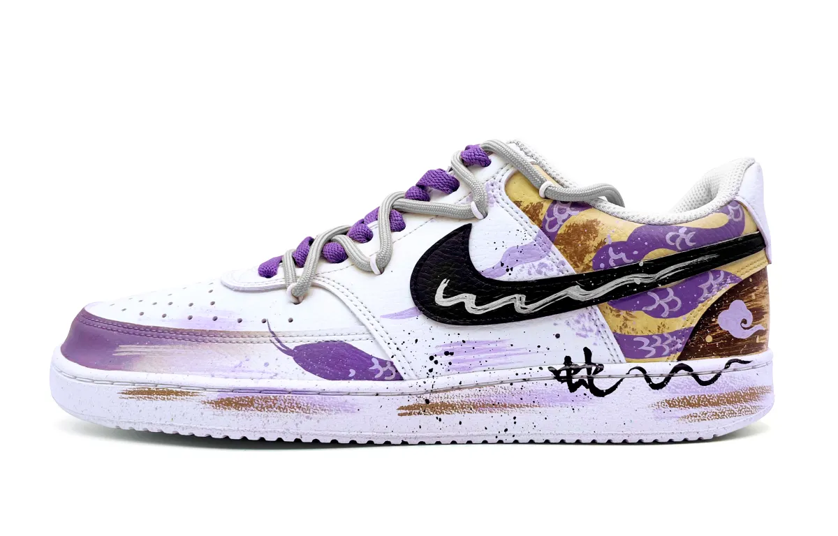 Nike Court Vision 1 Slip Resistant Cushioning Abrasion Resistant Low top Skateboard Shoes Men's Purple