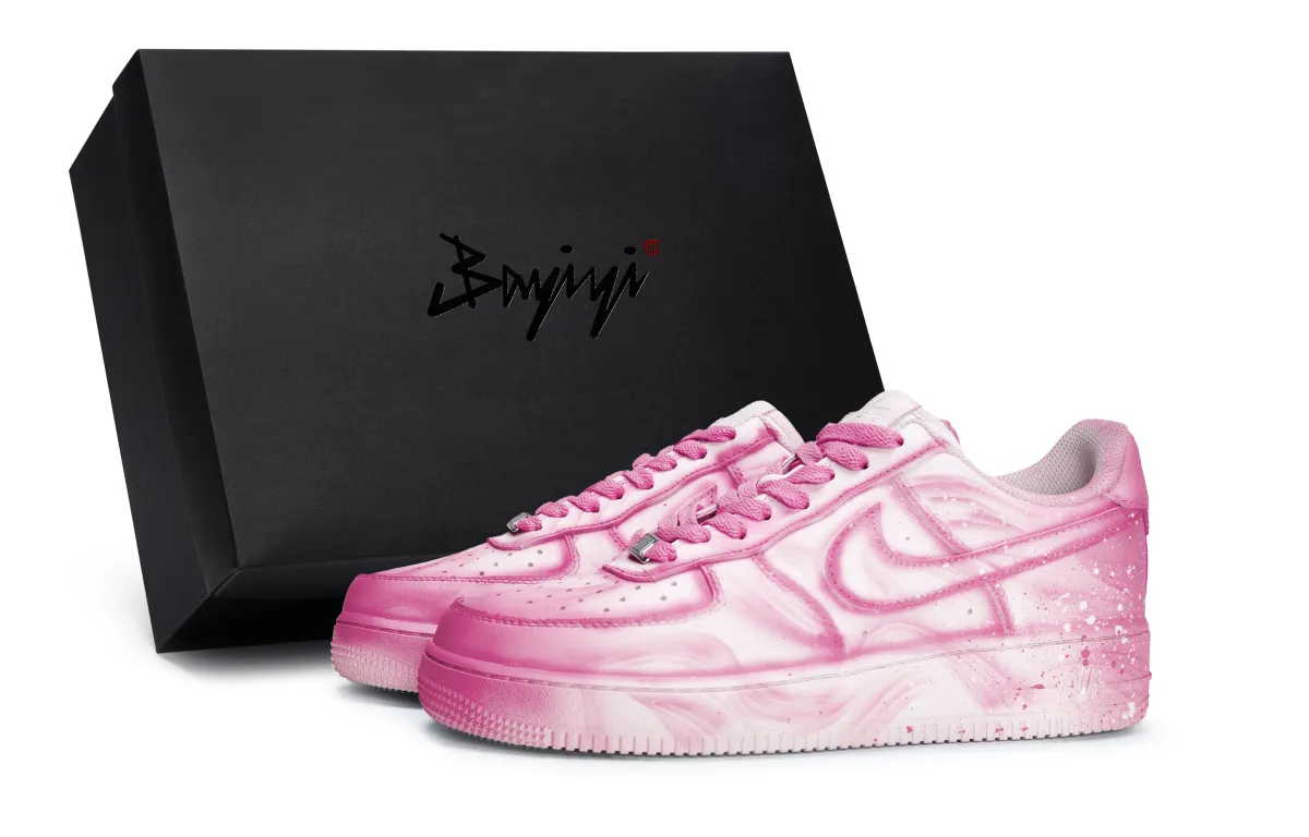 Nike Air Force 1 811 Manufacturing, Aurora Galaxy Rose Red, Special Shoe Box Slip Resistant Low top Skateboard Shoes
