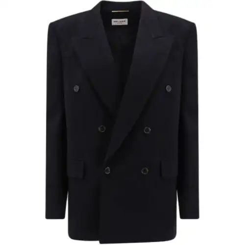 SAINT LAURENT Double-breasted Flannel Blazer