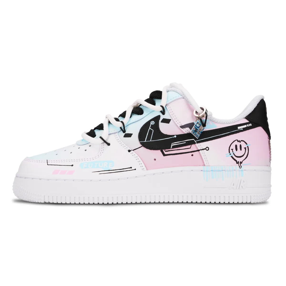 Nike Air Force 1 Diverse Slip Resistant Abrasion Resistant Low top Skateboard Shoes Unisex Pink Blue
