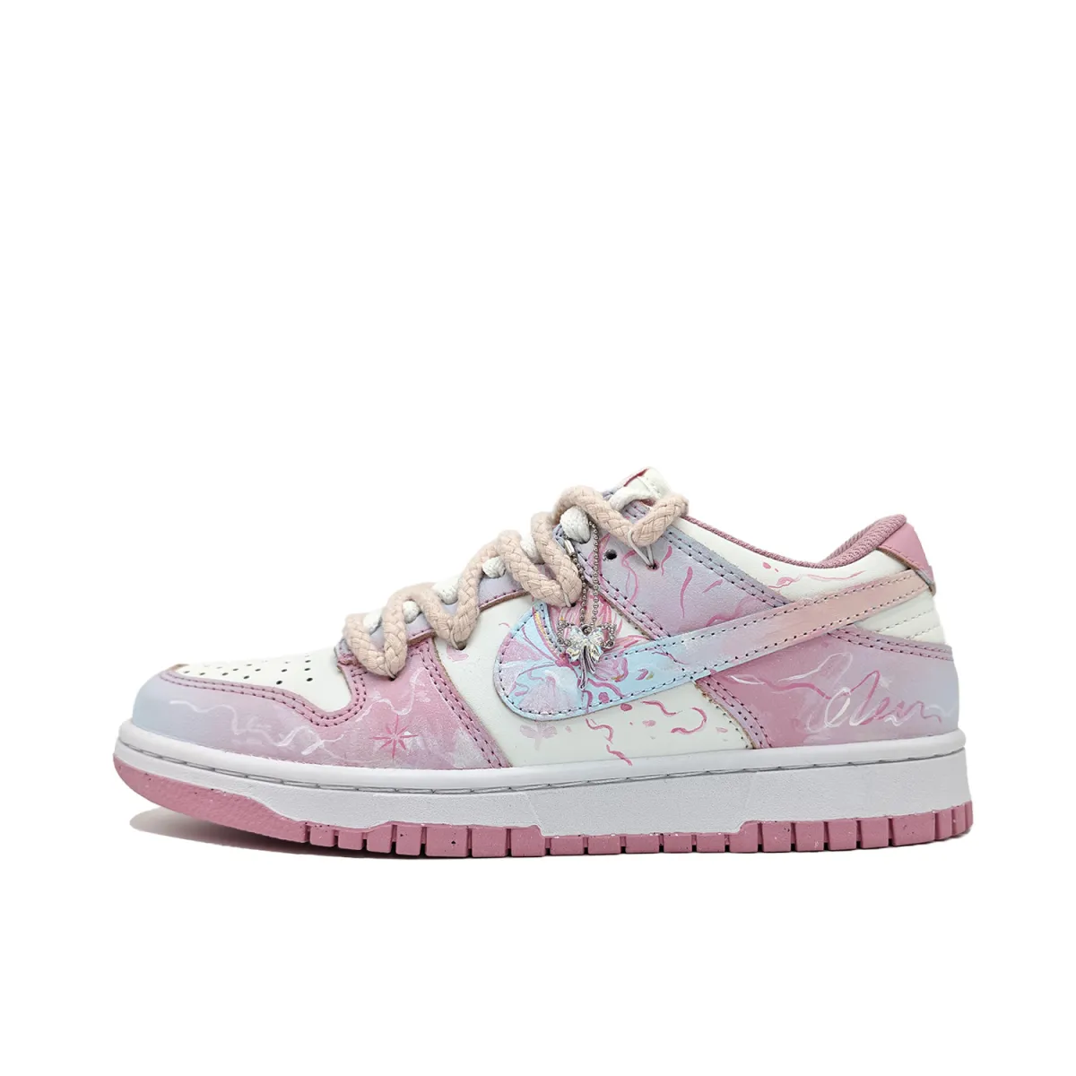 Nike Dunk Butterfly Pink Whisper Abrasion Resistant Low top Skateboard Shoes Women's Pink