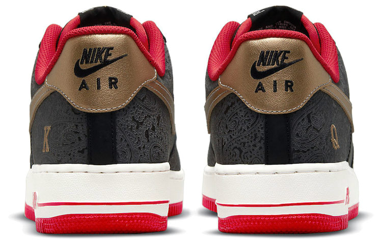 Мужские кроссовки Nike Air Force 1 (черно-красно-золотые) — Чёрный / красный / золотой — фото 5