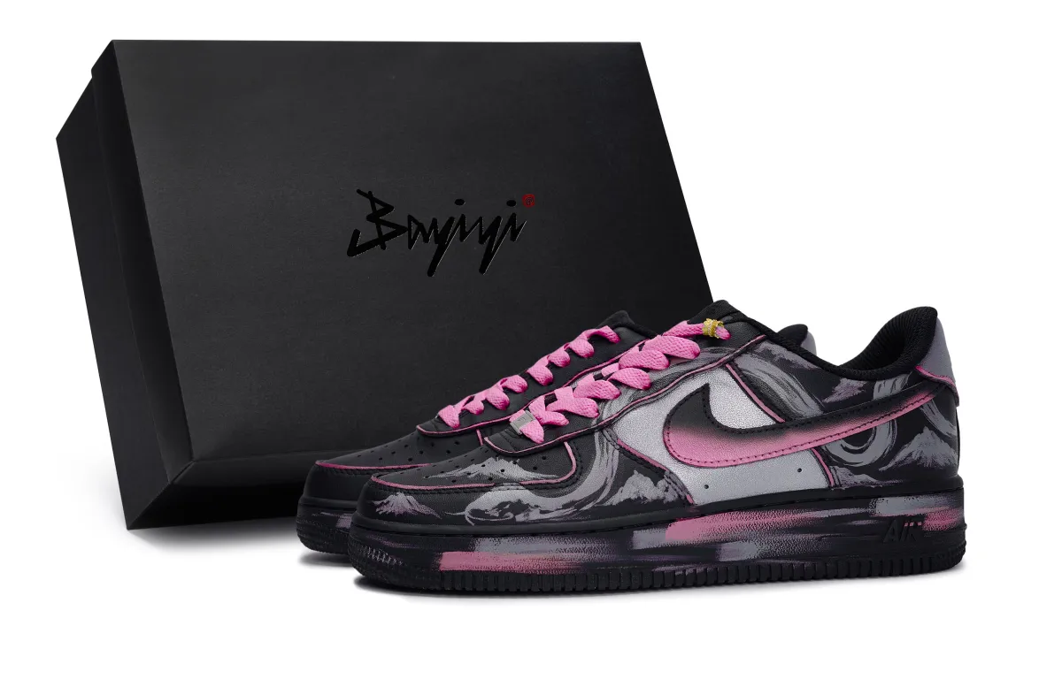 Nike Air Force 1 Slip Resistant Slip Resistant Low top Skateboard Shoes Unisex Black Silver Rose Red