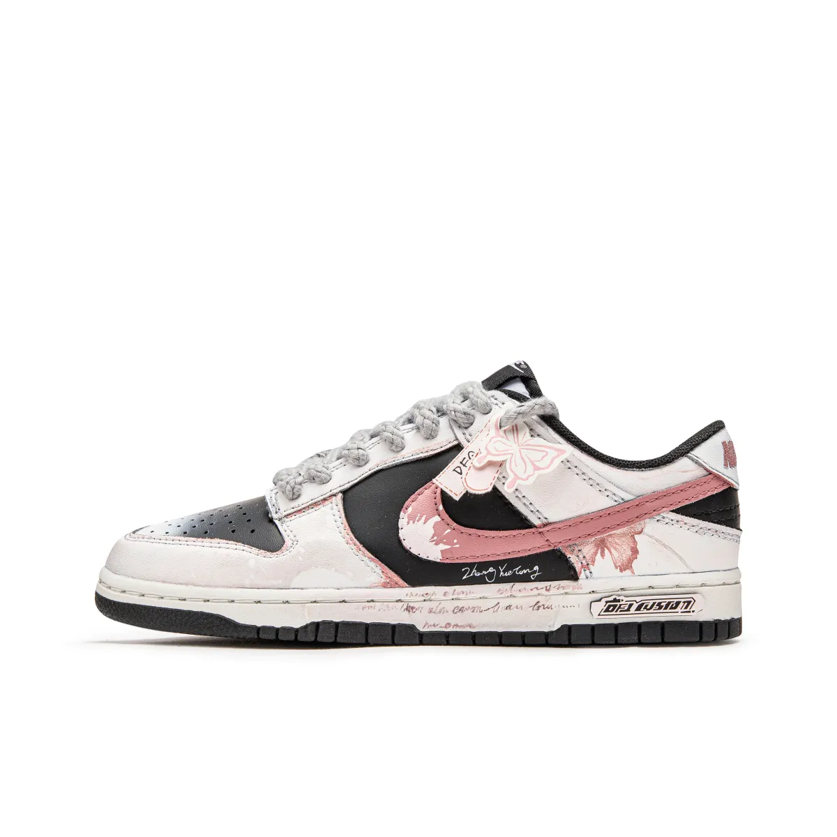 Nike Dunk Little Butterfly Abrasion Resistant Low top Skateboard Shoes Unisex Black Pink