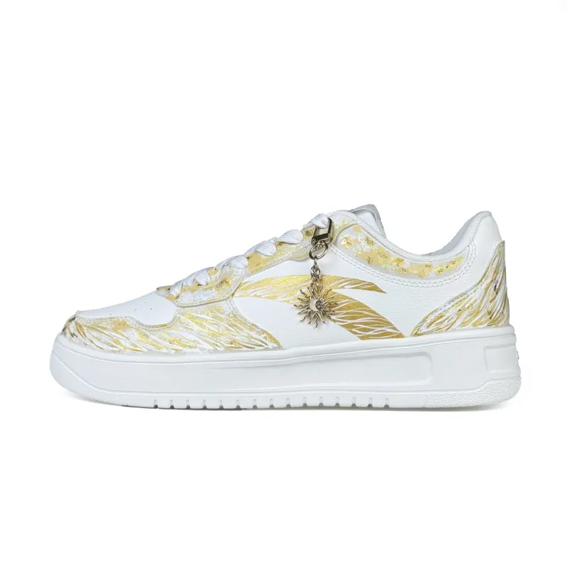 Anta Easy Cushioning Abrasion Resistant Cushioning, Wear Resistant Low top Skateboard Shoes Unisex Gold