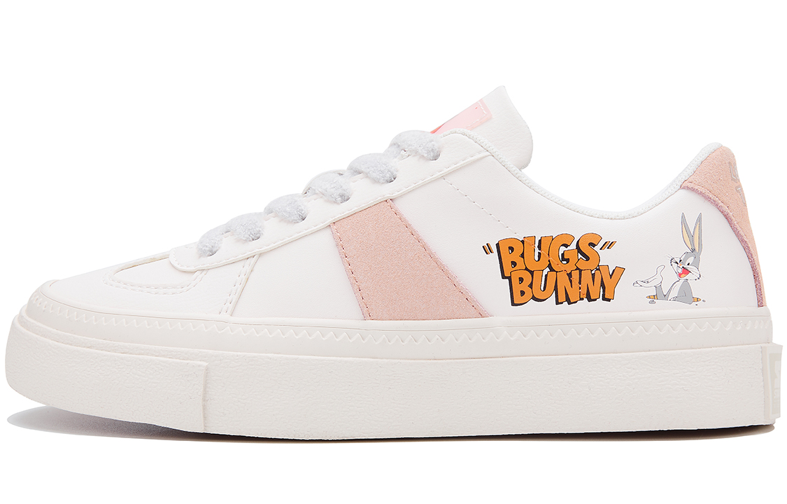 LOONEY TUNES x STARTER Bugs Bunny Versatile Abrasion Resistant Low top Skateboard Shoes Women's White Pink