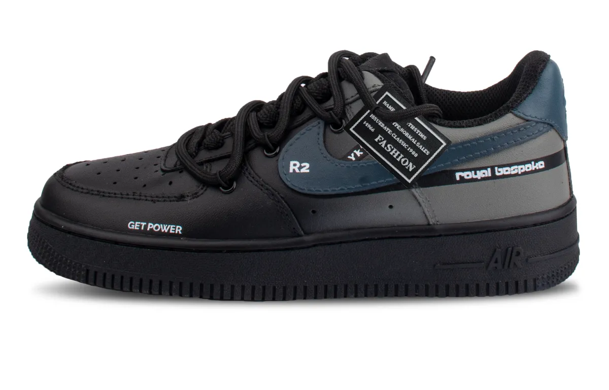 Nike Air Force 1 Vow Leather Abrasion Resistant Low top Skateboard Shoes Unisex Black Blue